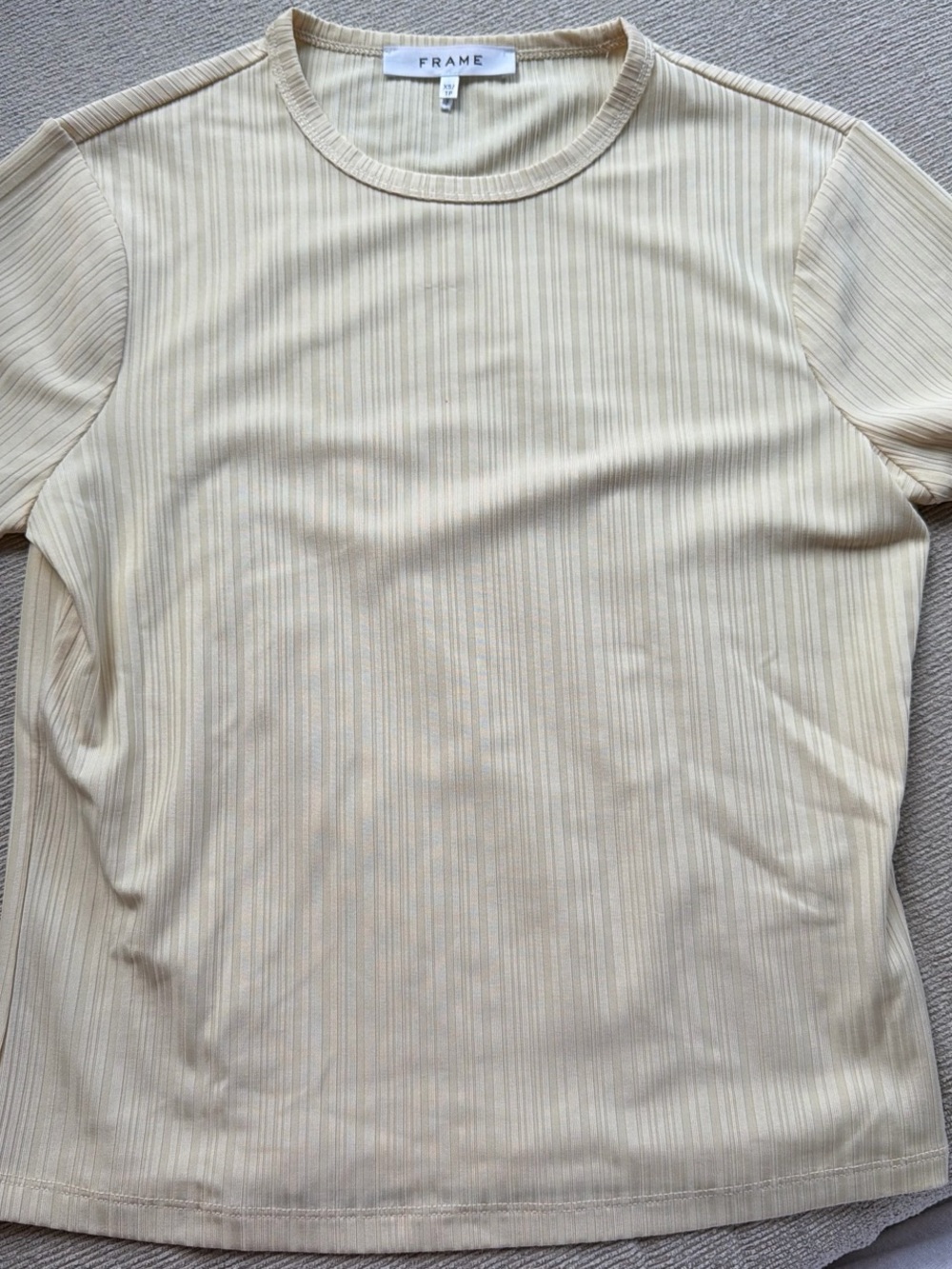 Frame Denim Yellow Ribbed Short-Sleeve Tee